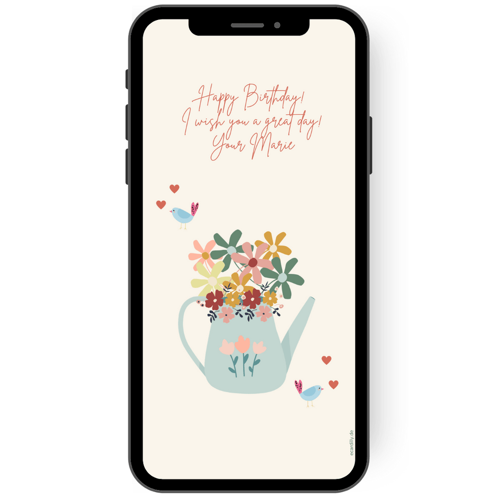 WhatsApp get well soon card with flowers and get well wishes