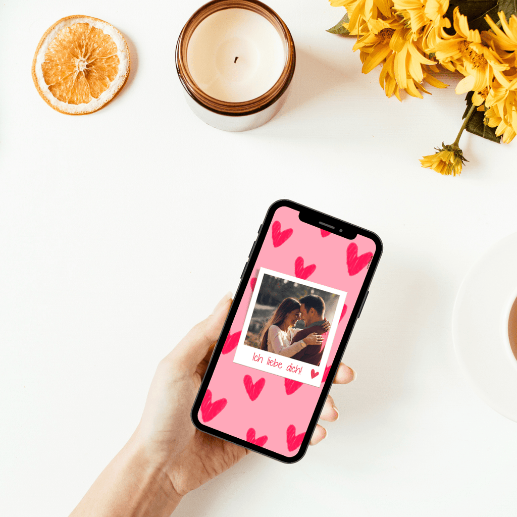Tolle digitale WhatsApp Karte zum Valentinstag mit Foto