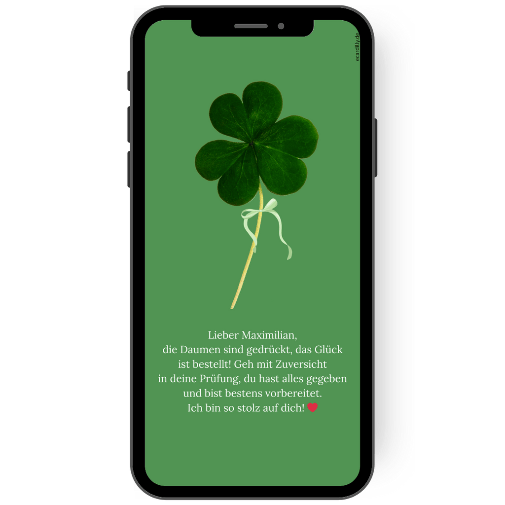 viel Glueck WhatsApp Karte mit Kleeblatt