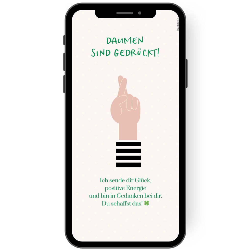 Digitale viel Glück Karte für WhatsApp mit gedrückten Daumen
